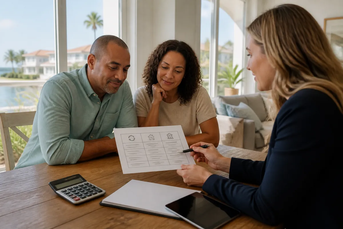Florida homeowners reviewing home equity financing options at a kitchen table