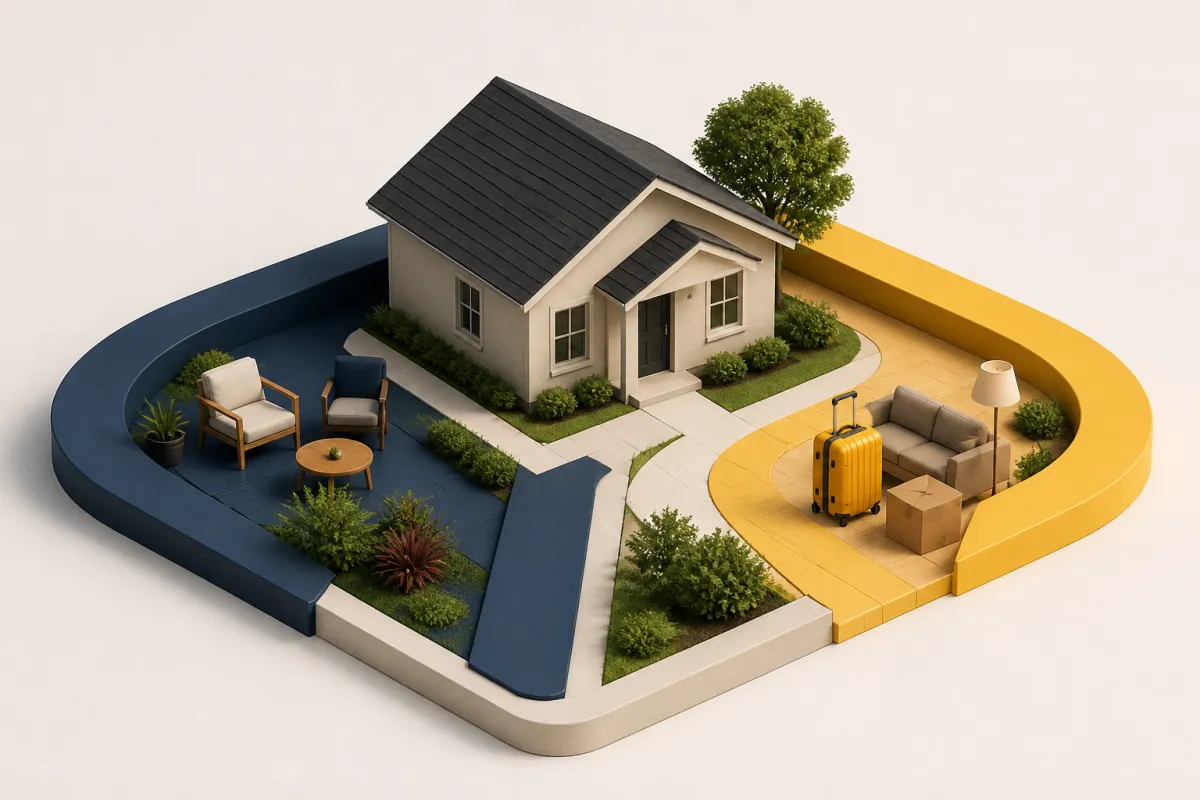 Editorial restrained 3d illustrating How Long Must You Live in a VA Home Before Renting It.