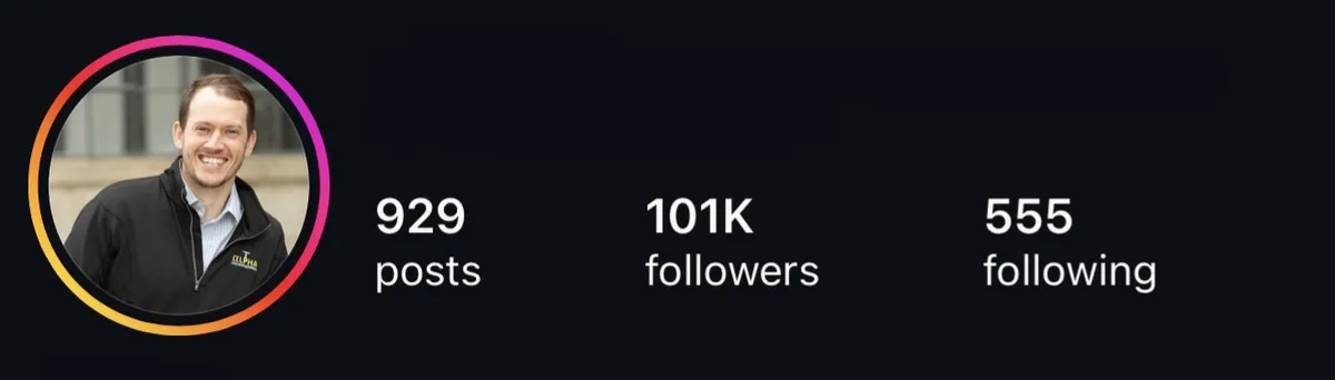 Same client's Instagram profile after working with Personal Brand Launch: 814 posts, 85.1K followers, 518 following.