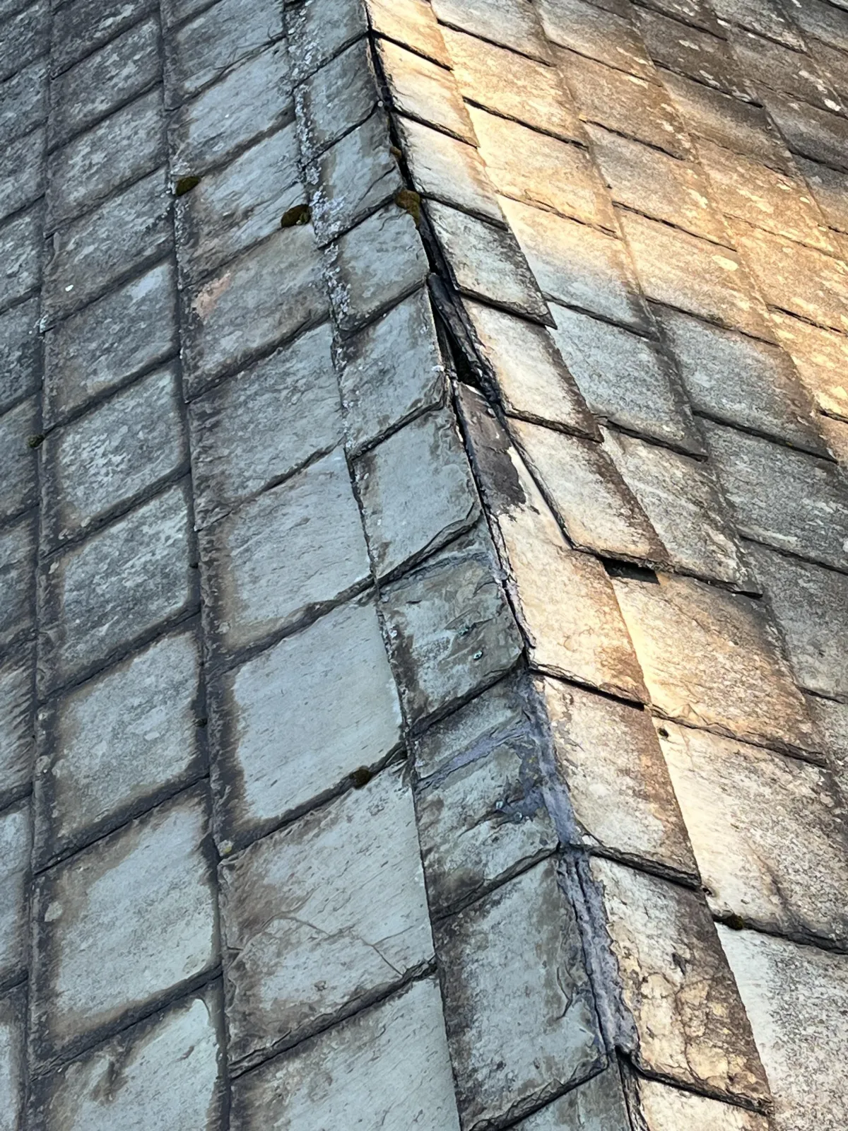 Slate roof damage on residential home in Pittsburgh PA