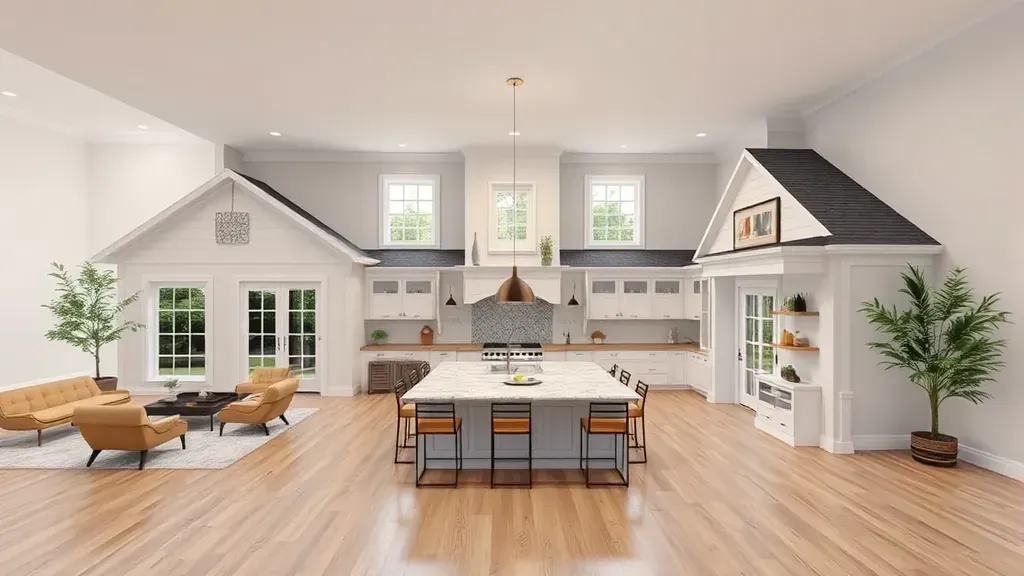 Home Remodeling in Landfall, NC showcasing a modern kitchen renovation and stylish living area.