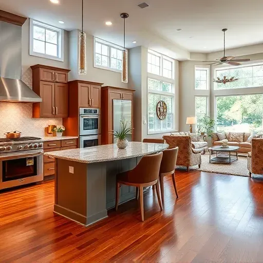 Modern kitchen remodel in Landfall NC features sleek appliances, custom cabinetry, granite countertops, and open layout.