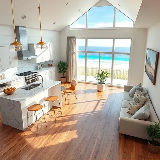 Completed home remodel in Carolina Beach NC featuring open-concept design, natural light, and modern finishes.