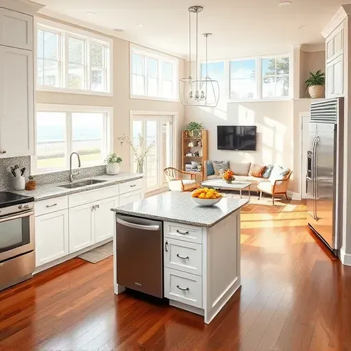 Completed home remodeling in Carolina Shores, NC, featuring a stylish kitchen with modern finishes and open-concept living area.