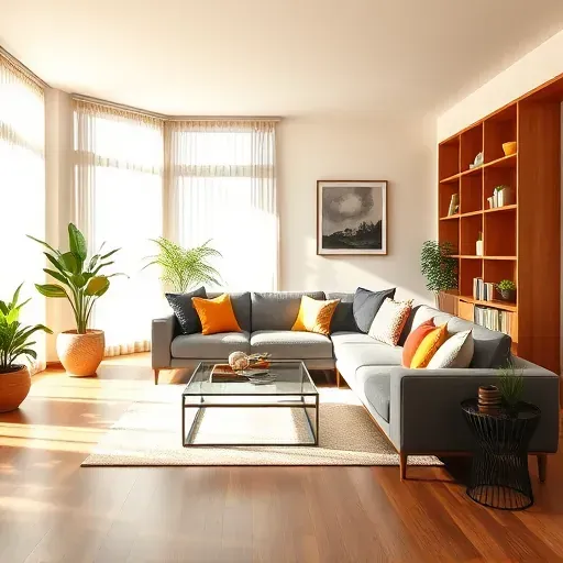 Modern living room in Holly Ridge NC with stylish furniture, warm lighting, and elegant decor for comfort and aesthetic appeal.