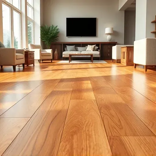 Beautifully installed hardwood flooring in Hampstead NC showcasing rich tones and intricate grain in a modern living room