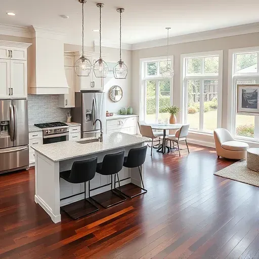 Modern kitchen remodel in Carolina Shores with stainless steel appliances, granite countertops, and an open concept design.
