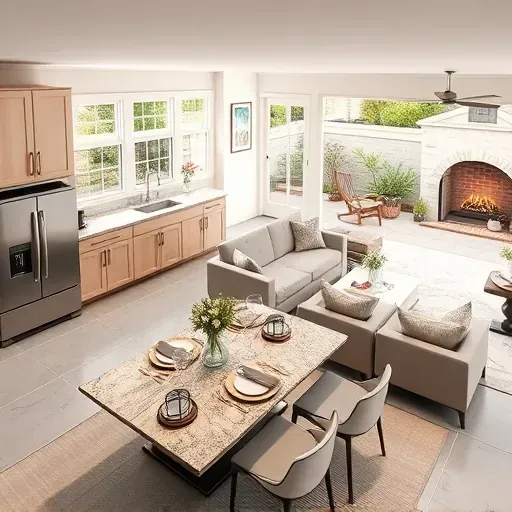 Completed home remodeling in Masonboro, NC featuring a modern kitchen, elegant dining area, and landscaped garden.