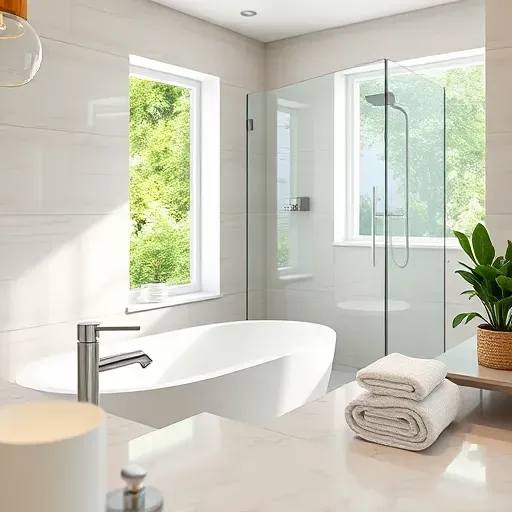 Beautifully renovated bathroom in Hampstead NC with modern fixtures, marble countertops, and natural light enhancing luxury.