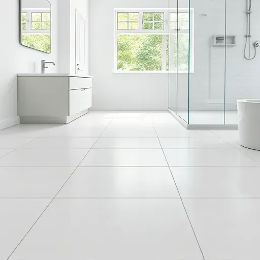 Finished bathroom floor with sleek ceramic tiles, modern design, natural lighting, and a clean minimalist setting in Hampstead NC