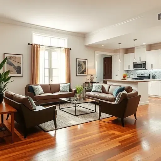 Beautifully renovated living room in Holly Ridge NC featuring modern furniture, natural light, and a warm atmosphere.