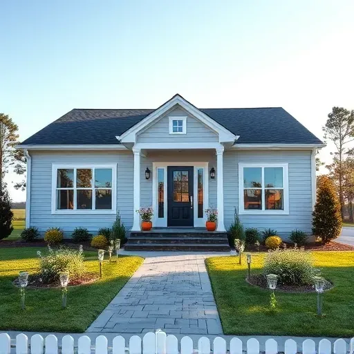 Beautiful modern home addition in Hampstead NC with detailed siding windows lush landscaping and inviting walkway
