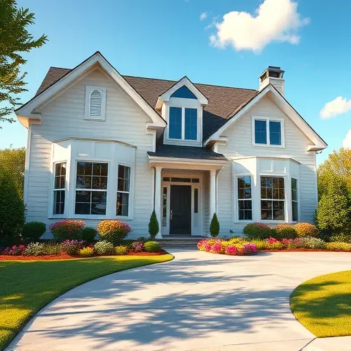A beautifully remodeled home in Monkey Junction NC features neutral tones, elegant windows, and vibrant landscaping.