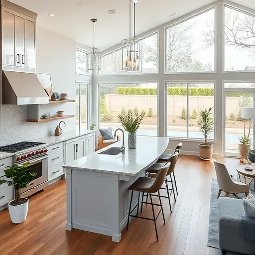 Home remodeling in Monkey Junction NC features a modern kitchen with stainless steel appliances and quartz countertops.