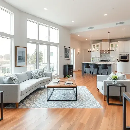 Home remodeling project in Castle Hayne NC featuring modern living room, sleek furniture, and elegant decor.