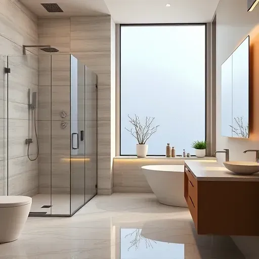 Recently renovated bathroom in Hampstead, NC with modern design, walk-in shower, elegant tub, and stylish accents.