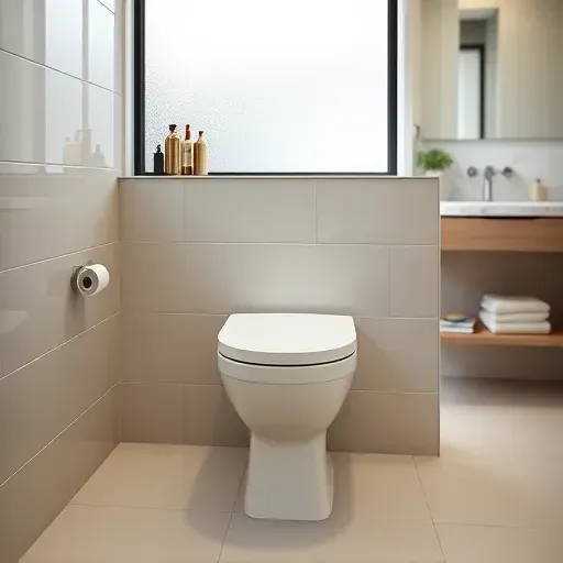 Recently installed sleek white toilet in a modern Hampstead bathroom with polished tiles, natural light, and elegant fixtures
