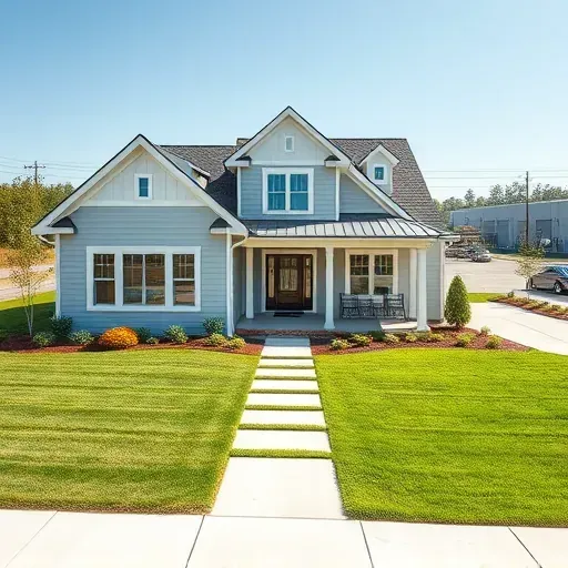 Modern remodeled home in Castle Hayne NC featuring elegant landscaping, quality craftsmanship, and industrial surroundings.