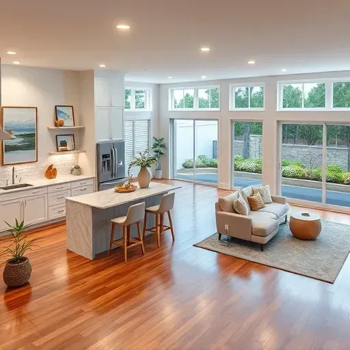 Completed home remodeling in Masonboro NC featuring open-concept living area, custom kitchen, and coastal décor.