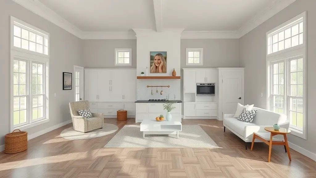 Home Remodeling in Bluewater, NC showing modern kitchen and living space design.