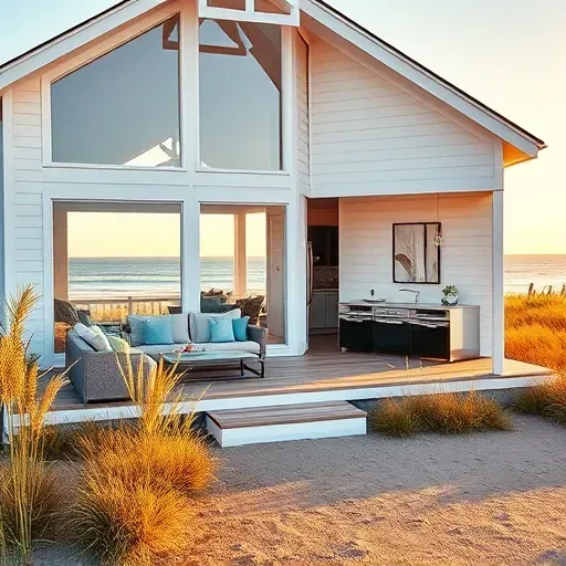 Completed coastal home remodel in Topsail Beach NC, featuring modern design, stylish decor, and serene ocean views.
