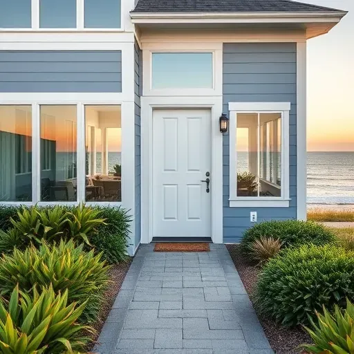 Beautiful coastal home remodel in Wrightsville Sound NC with modern design, energy-efficient windows, and inviting landscaping.