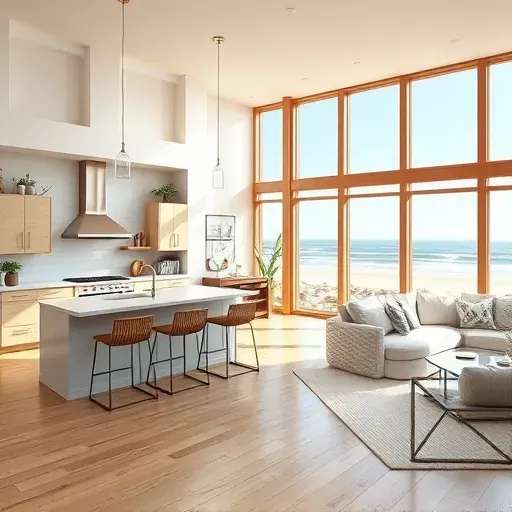 Renovated coastal home in Surf City NC featuring modern interior, natural lighting, and serene beachfront views.