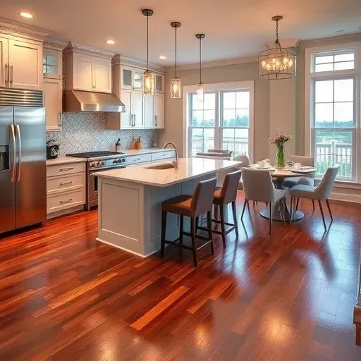 Modern remodeled kitchen in Southport NC with stainless steel appliances, custom cabinetry, and elegant design elements.