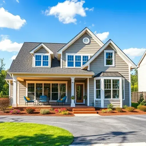 Home remodeling project in Hampstead Hills NC featuring modern exterior, landscaped garden, and inviting front porch.