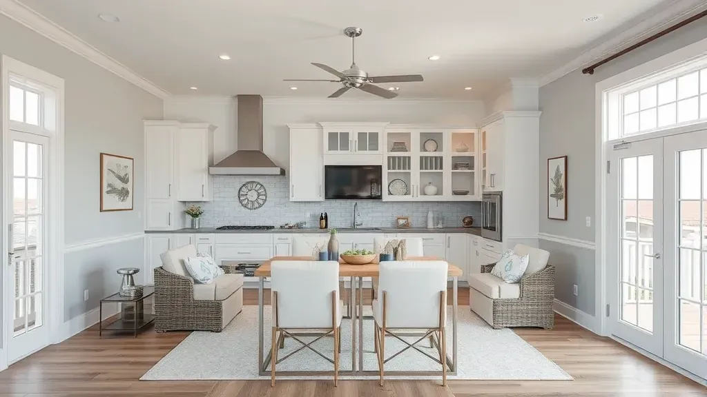 Home Remodeling in Surf City, NC showcasing modern kitchen and living room designs.
