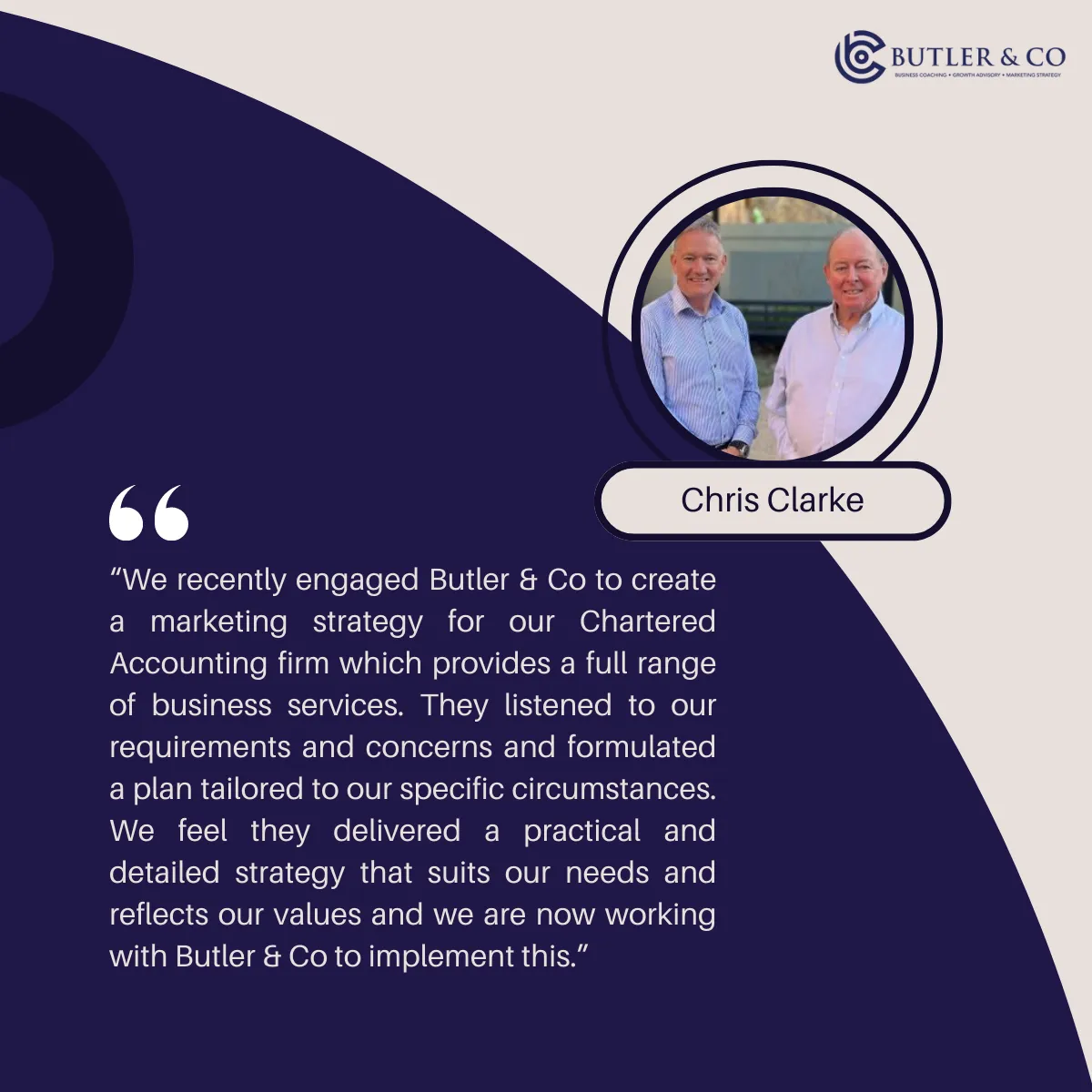 Chris Clarke testimonial about marketing strategy for Clarke & Brownrigg Chartered Accountants