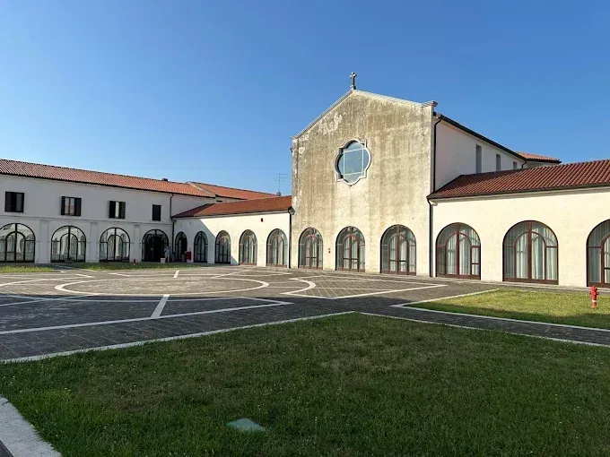 Modern architecture building with glass and wood elements.