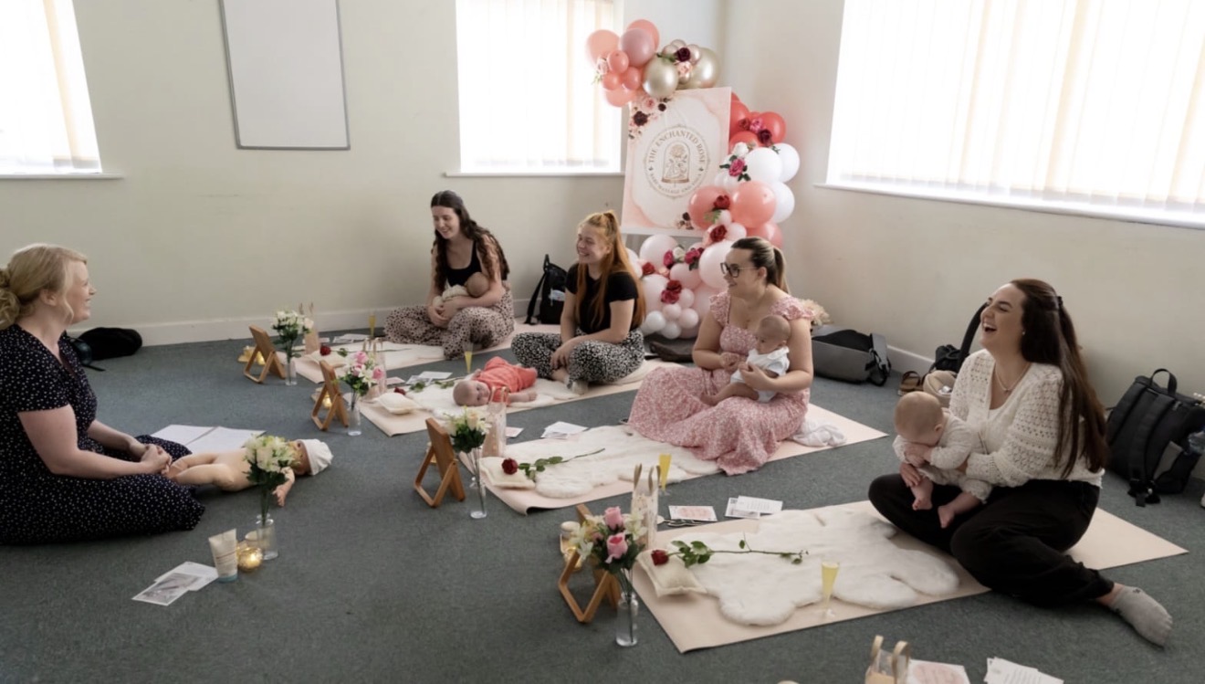 A community centre baby massage class