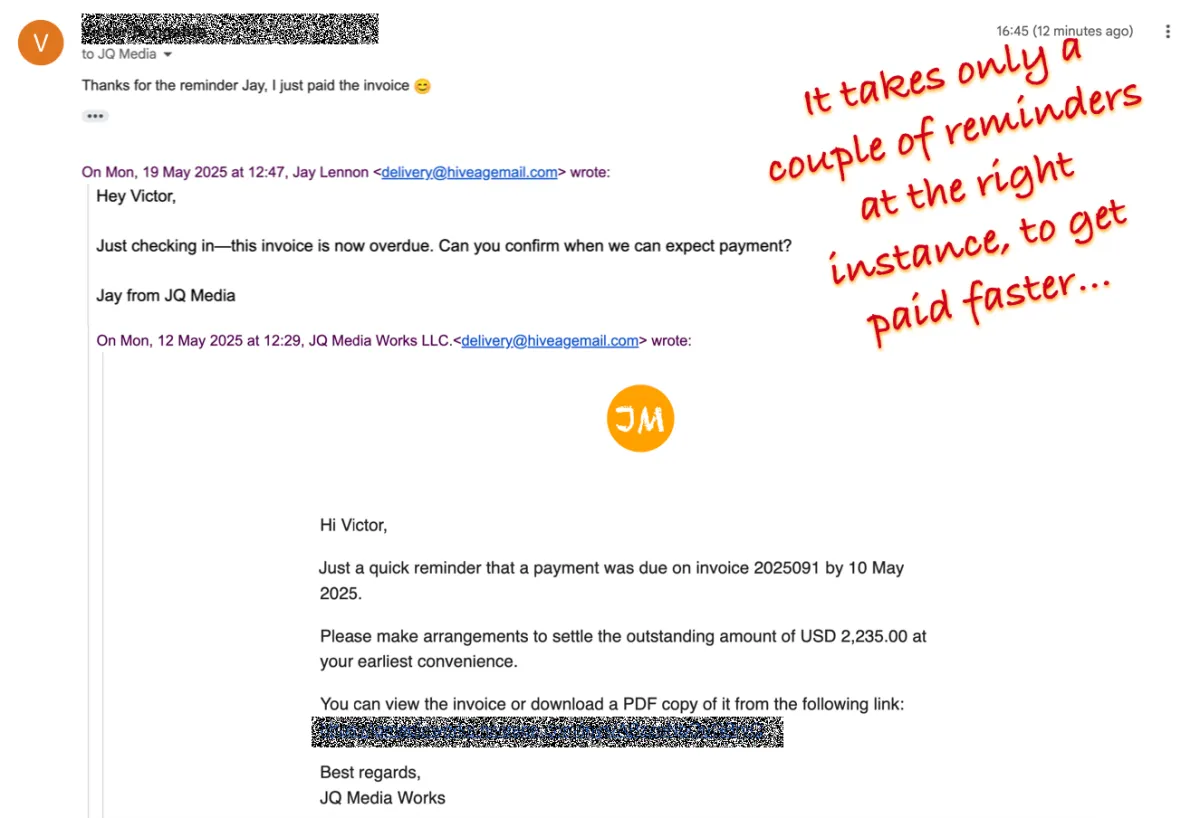 Invoice reminders that help you get paid faster...