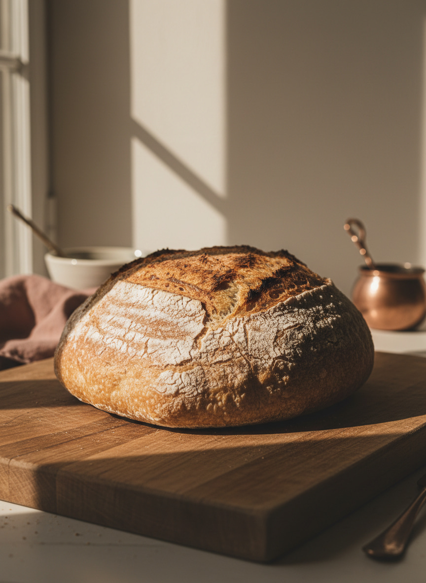 Baking fresh sourdough bread