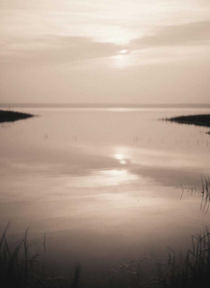 A soft, grounding conceptual image of water and reflection
