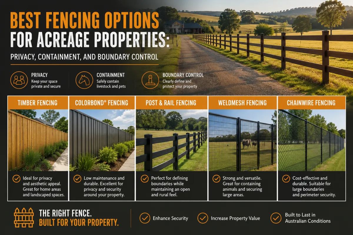 Best Fencing Options for Acreage Properties: Privacy, Containment, and Boundary Control