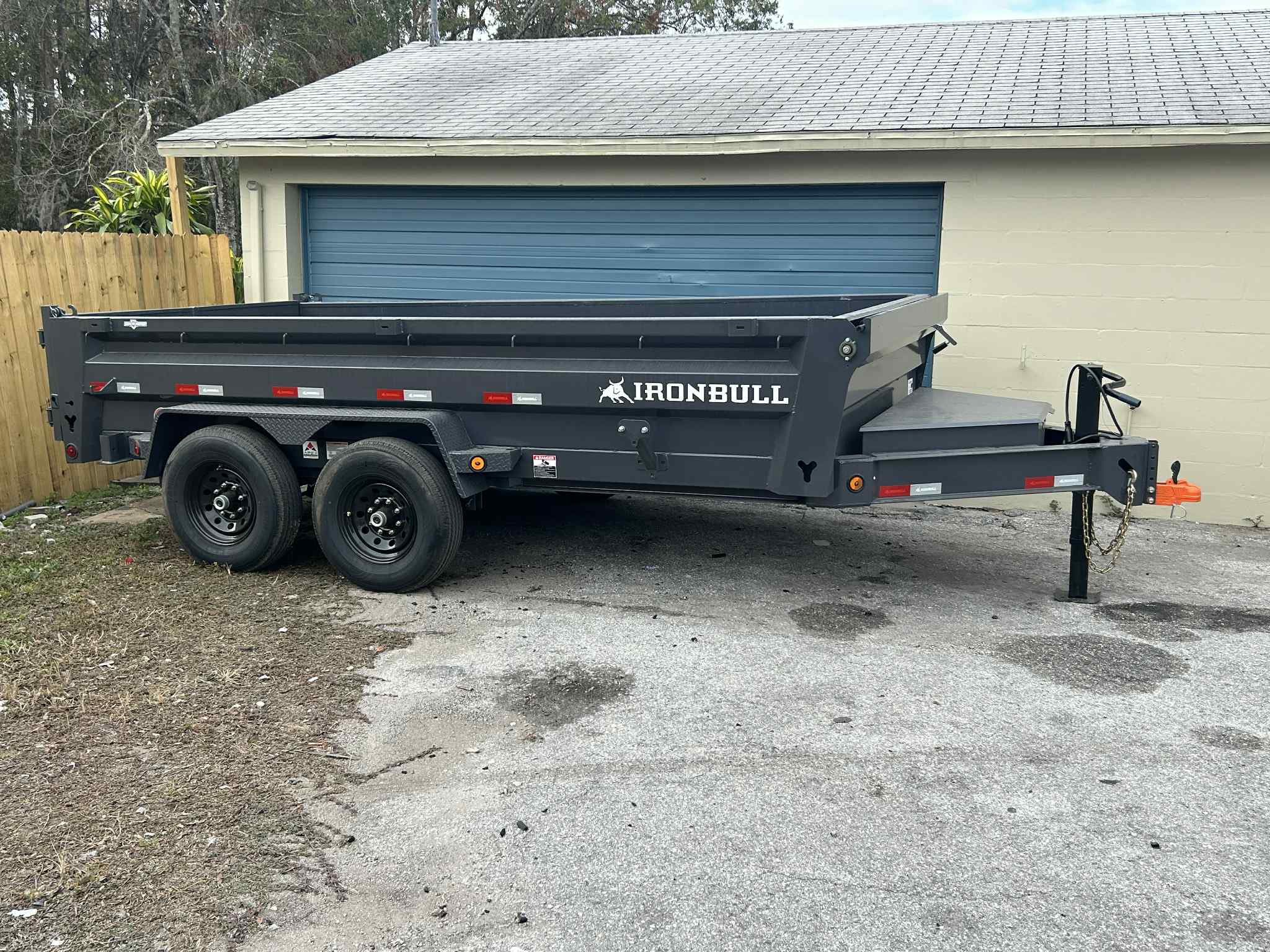14ft dump trailer rental in Hudson, FL used for hauling construction debris and landscaping materials