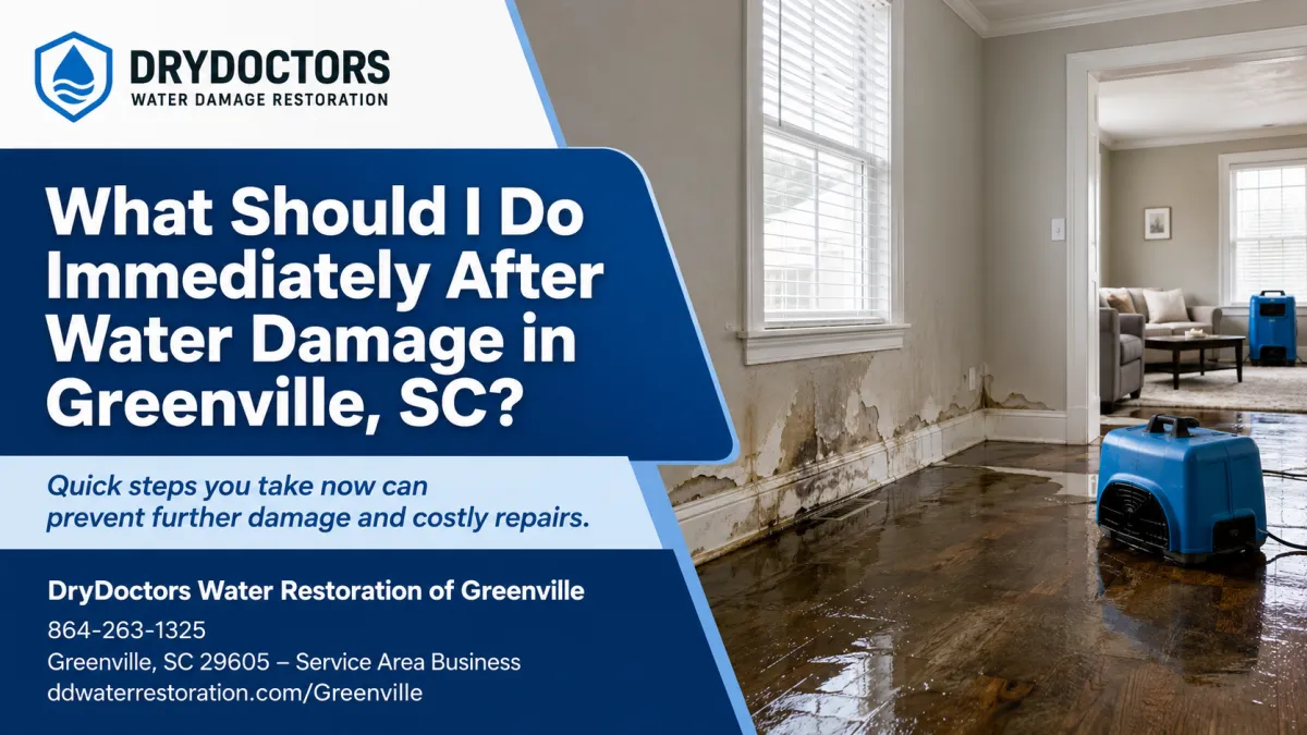 What Should I Do Immediately After Water Damage in Greenville, SC? blog image for DryDoctors Water Restoration of Greenville