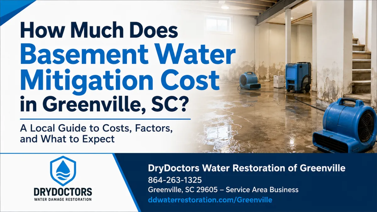 Image for DryDoctors Water Restoration of Greenville blog titled How Much Does Basement Water Mitigation Cost? (Greenville, SC)