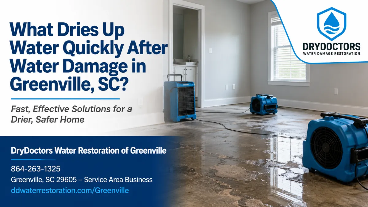 DryDoctors Water Restoration of Greenville image for blog post titled What Dries Up Water Quickly After Water Damage in Greenville, SC?