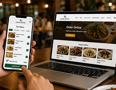 Online food ordering system for restaurant website