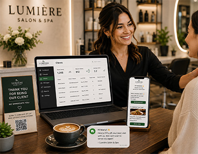Salon and spa client database showing appointment history and preferences