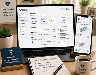 Healthcare website automated patient follow-up messages and communication