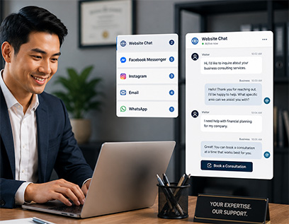 Professional services website unified client inquiry inbox