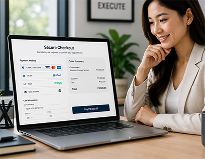 Professional services website secure checkout for client payments