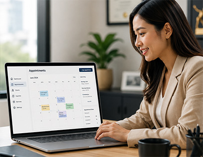 Professional services appointment scheduling dashboard with real-time availability