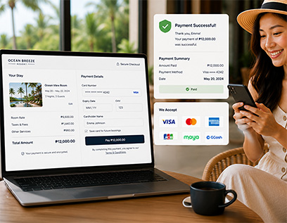 Hospitality website online payment page for accepting guest stay payments