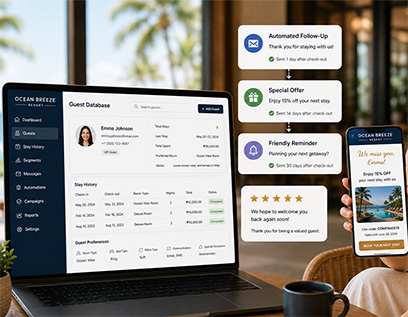 Hospitality website guest reactivation with automated follow-up messages and special offer alerts