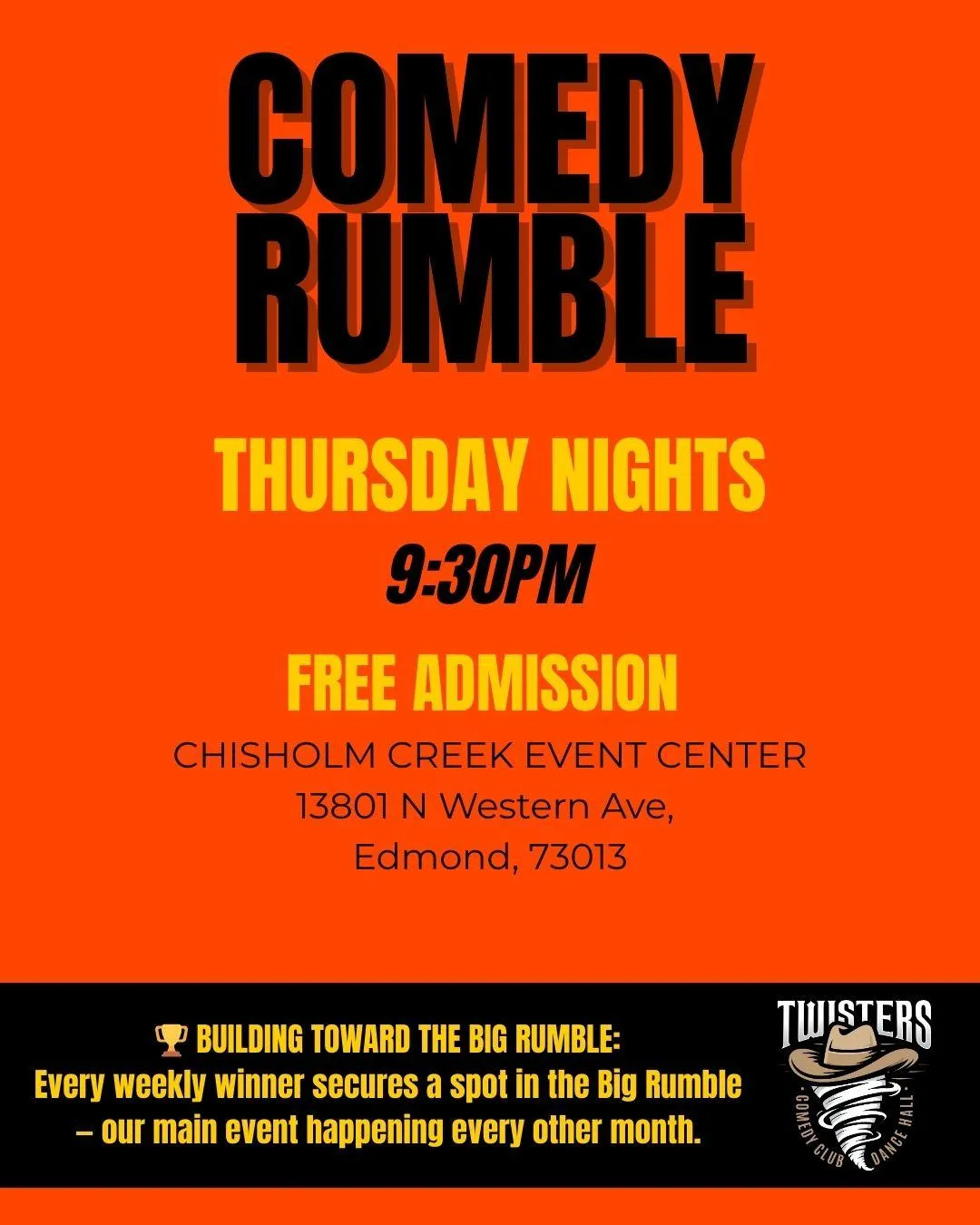 Comedy Rumble Flyer with event details.